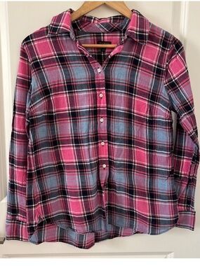 Talbots | Pink Blue Plaid Long Sleeve Button Blouse Shirt Size S